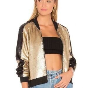 Blank NYC Gold Sequin Bomber Gold Black Medium